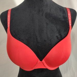 VS NWT Red T-Shirt Full Coverage Push-Up Bra With Underwire Size 32DD
